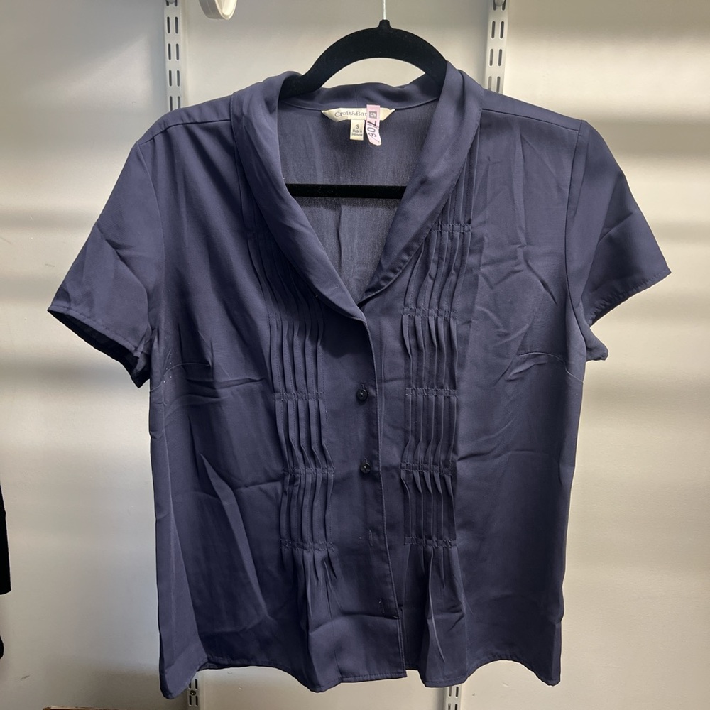 Croft & Barrow Dark Blue Pleated Blouse